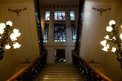 07-03 Centro Cultural America Staircase With Stained Glass Image Above Salta Plaza 9 de Julio.jpg